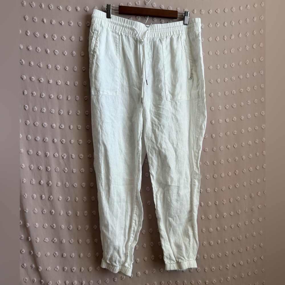 Athleta Retreat Linen Jogger Relaxed Fit Sz 14 White